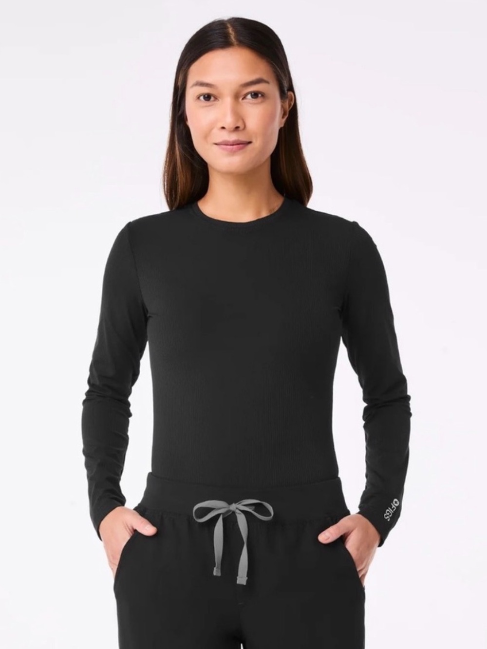 Figs XS Ribbed Longsleeve Underscrub Black